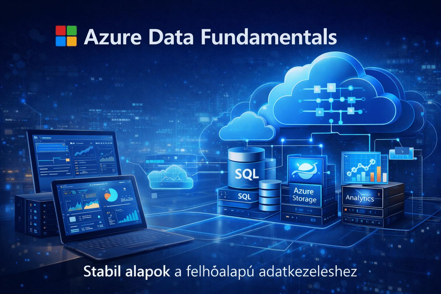 Microsoft Azure felhőalapú adatplatform és adatkezelési szolgáltatások vizuális ábrázolása