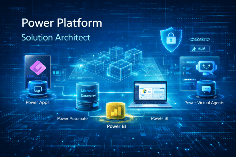 Microsoft Power Platform megoldásarchitektúra vizuális ábrázolása