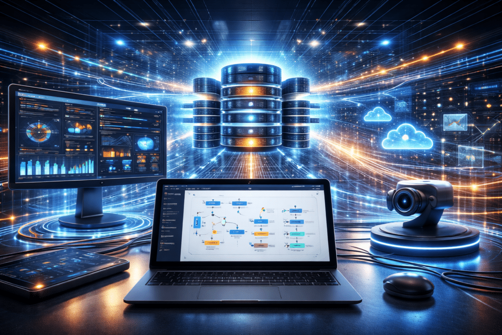 SSIS ETL adatfolyam és adattárház architektúra futurisztikus vizualizáció